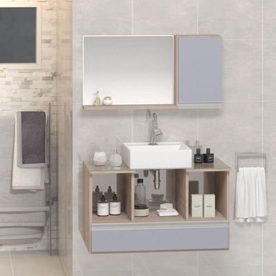 Conjunto Gabinete Venus 80cm Madeirado Cinza