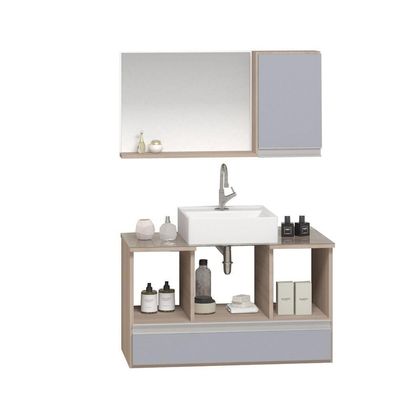 Conjunto Gabinete Venus 80cm Madeirado Cinza