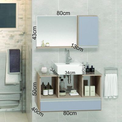 Conjunto Gabinete Venus 80cm Madeirado Cinza