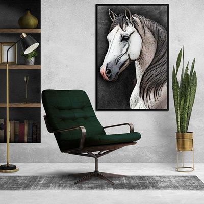 Quadro Decorativo Cavalo Sala Moldura Preta Cx Alta 40x60