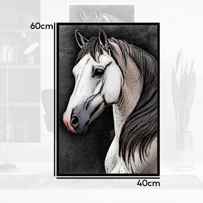Quadro Decorativo Cavalo Sala Moldura Preta Cx Alta 40x60