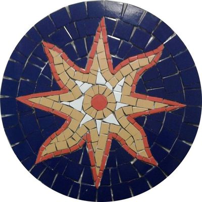 Rosone Mosaico Contemporâneo Sol Em Mosaico Ii Cerâmica Tamanho 60cm