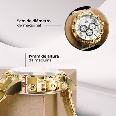 Relogio Masculino Aço Inoxidavel Dourado Prova Dagua Preto Pesado Original Presente Social Analogico