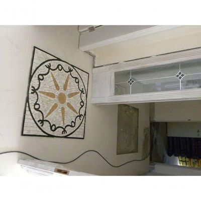 Piso Em Mosaico Romano Estrela E Proteção Em 7 Pontas Tamanho 90cm