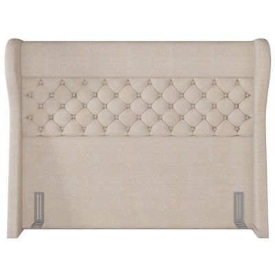 Kit Cabeceira Cama Box Casal 160 cm Madrid com Puff Recamier Santorini Linho Creme - Lyam Decor
