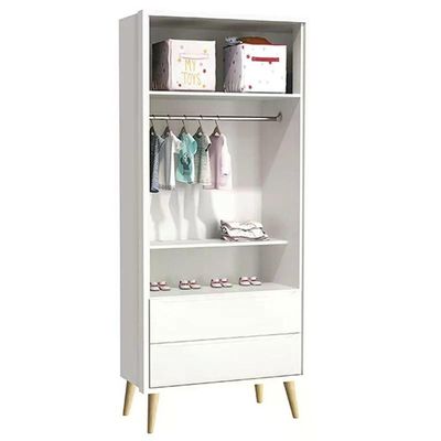 Dormitório Theo 2 Portas, Mesa De Canto Branco Com Pés Madeira Natural E Colchão D18 Reller Móveis Branco
