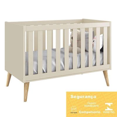 Dormitório Theo 2 Portas, Mesa De Canto Areia Fosco Com Pés Madeira Natural E Colchão D18 Reller Móveis Areia Fosco