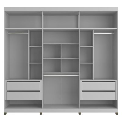 Guarda-roupas Casal 6 Portas Com Espelhos Multimóveis Cr35242 Cinza