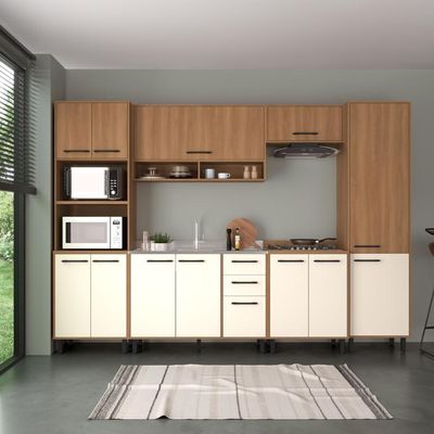 Cozinha Completa Modulada 6 Peças Com Gabinete Para Pia Havana Multimóveis Cr20315 Rovere/champanhe