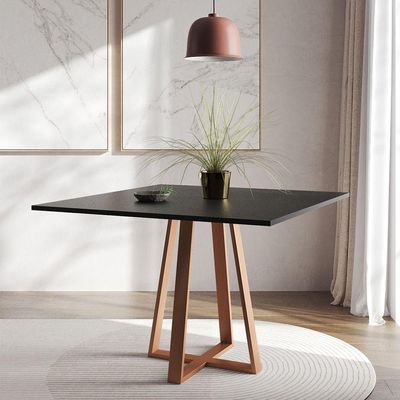 Mesa De Jantar Mônaco 110cm Tampo Preto Pés Cobre Preto