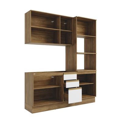 Cozinha Compacta Celeste Kappesberg 100% Mdf Nogueira/branco 190cm