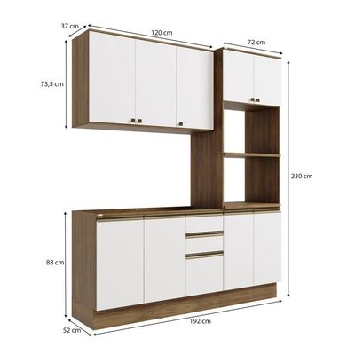 Cozinha Compacta Celeste Kappesberg 100% Mdf Nogueira/branco 190cm