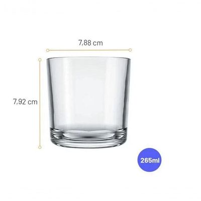 Copo Vidro Bar e Bebidas Roks 265ml