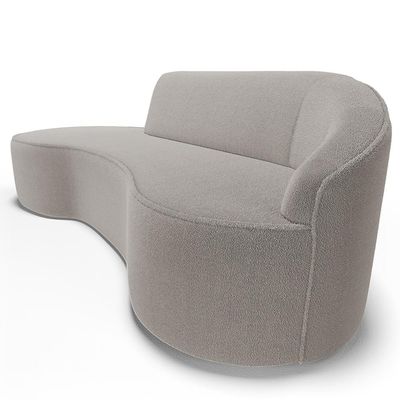 Sofá 3 Lugares Curvo Sala de Estar Living Firenze Direito D02 Bouclê Bege 180 cm B-62 - Lyam