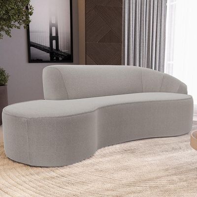 Sofá 3 Lugares Curvo Sala de Estar Living Firenze Direito D02 Bouclê Bege 180 cm B-62 - Lyam