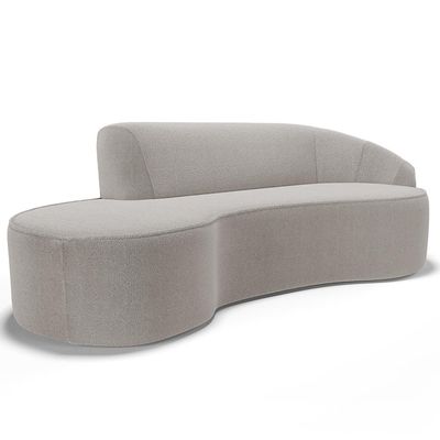 Sofá 3 Lugares Curvo Sala de Estar Living Firenze Direito D02 Bouclê Bege 180 cm B-62 - Lyam