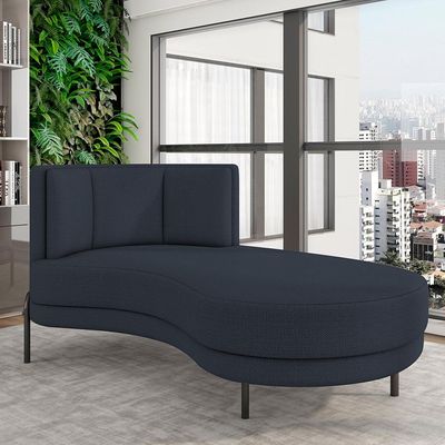 Sofá Chaise Longue Sala de Estar Living Lucca Direito D02 Linho Chumbo D-465 - Lyam Decor