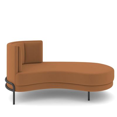Sofá Chaise Longue Sala de Estar Living Lucca Direito D02 Veludo Terracota C-262 - Lyam Decor