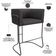 Kit 04 Banquetas Baixa Base de Aço Preto Betina D02 Linho Cinza Escuro C-416 - Lyam Decor