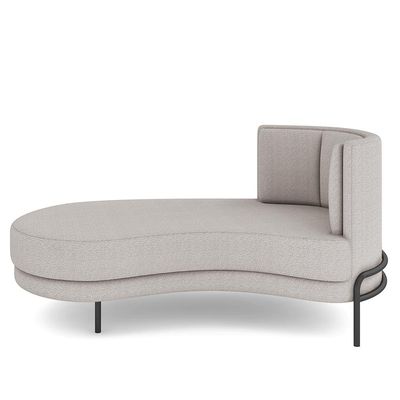Sofá Chaise Longue Sala de Estar Living Lucca Esquerdo D02 Bouclê Bege B-62 - Lyam Decor
