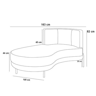 Sofá Chaise Longue Sala de Estar Living Lucca Esquerdo D02 Bouclê Bege B-62 - Lyam Decor