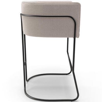 Kit 03 Banquetas Baixa Base de Aço Preto Betina D02 Bouclê Creme B-54 - Lyam Decor