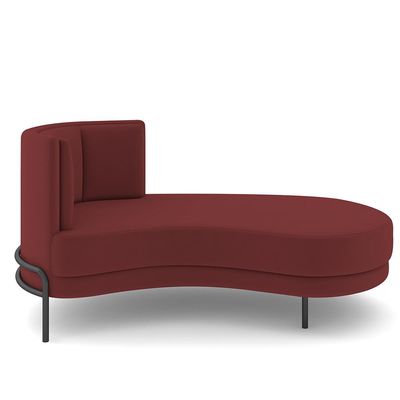 Sofá Chaise Longue Sala de Estar Living Lucca Direito D02 Veludo Marsala C-278 - Lyam Decor