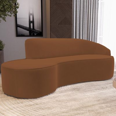 Sofá 5 Lugares Curvo Sala de Estar Living Firenze Direito D02 Veludo Telha 300 cm C-262 - Lyam