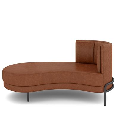 Sofá Chaise Longue Sala de Estar Living Lucca Esquerdo D02 Couríssimo Marrom B-38 - Lyam Decor