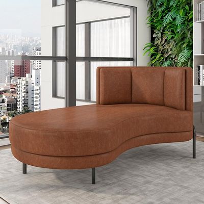 Sofá Chaise Longue Sala de Estar Living Lucca Esquerdo D02 Couríssimo Marrom B-38 - Lyam Decor