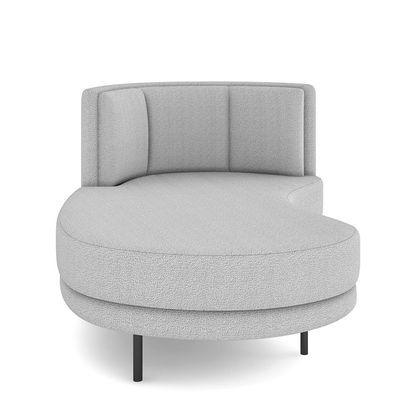 Sofá Chaise Longue Sala de Estar Living Lucca Esquerdo D02 Bouclê Cinza B-56 - Lyam Decor