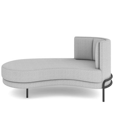Sofá Chaise Longue Sala de Estar Living Lucca Esquerdo D02 Bouclê Cinza B-56 - Lyam Decor