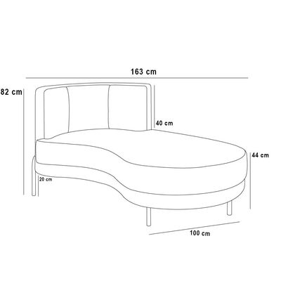 Sofá Chaise Longue Sala de Estar Living Lucca Direito D02 Bouclê Creme B-54 - Lyam Decor