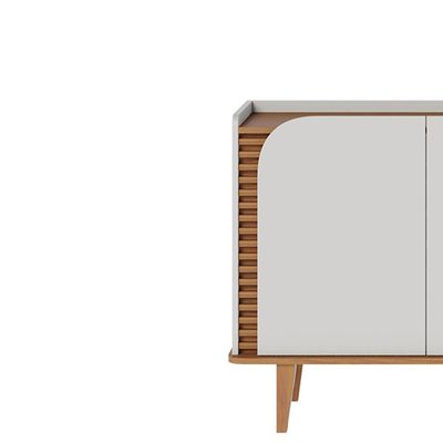 Buffet Decorativo Sala de Jantar Versátil Village 1,36cm Pés de Madeira Off-White/ Freijó G73 - Gran Belo