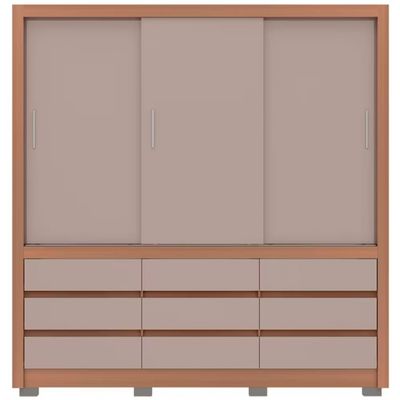 Guarda-Roupa Bartira Arezzo com 3 Portas e 9 Gavetas Avelã/Cappuccino