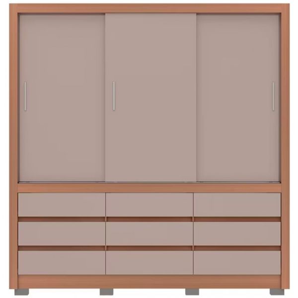 Guarda-Roupa Bartira Arezzo com 3 Portas e 9 Gavetas Avelã/Cappuccino