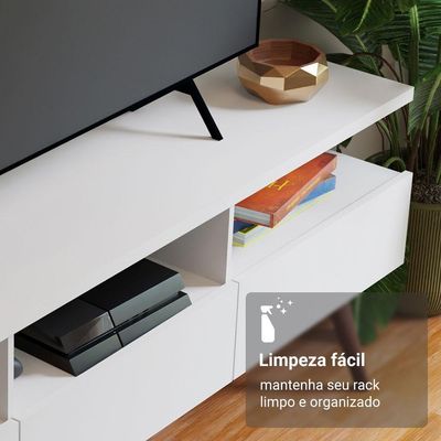 Rack Para Tv Até 65 Polegadas Com Pés Retro Branco Londres Madesa Branco