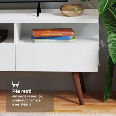 Rack Para Tv Até 65 Polegadas Com Pés Retro Branco Londres Madesa Branco