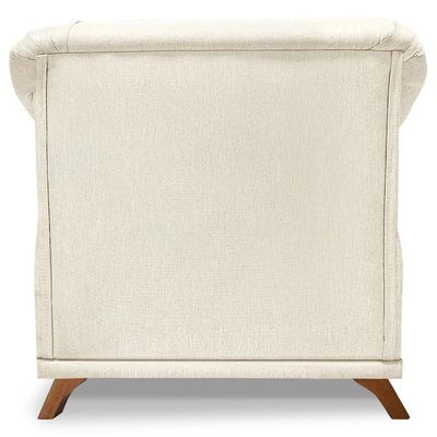 Poltrona Decorativa Retro Polo Com Almofada Linho Natural Ezz Natural