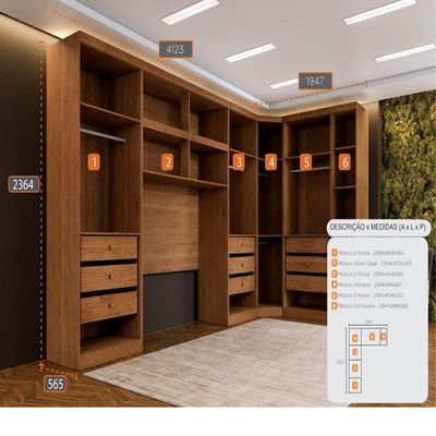 Guarda Roupa Modulado Casal Safira 11 Portas Cumaru/fendi