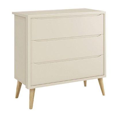 Cômoda Infantil Theo 3 Gavetas Areia Fosco Com Pés Madeira Natural Reller Móveis Areia Fosco