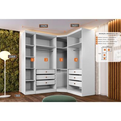 Closet Modulado Safira 009 Clic Moveis Branco