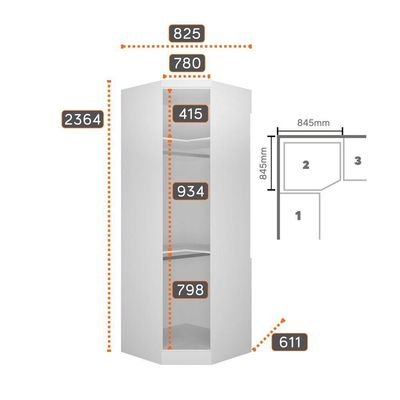Closet Modulado Safira 009 Clic Moveis Branco