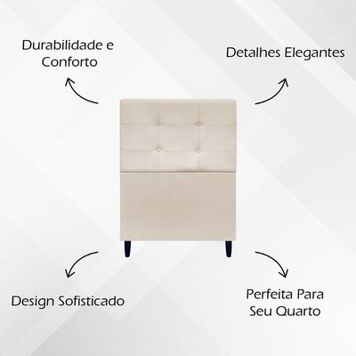 Cabeceira Decorativa Ivy Para Cama De Solteiro 90 Cm Suede Bege, Suede