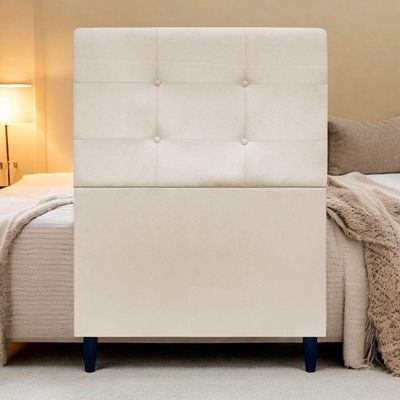Cabeceira Decorativa Ivy Para Cama De Solteiro 90 Cm Suede Bege, Suede