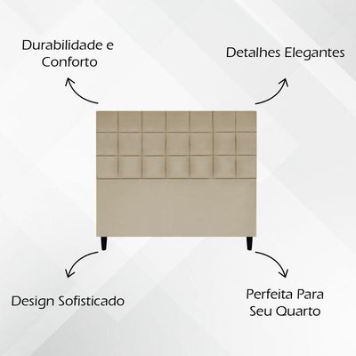 Cabeceira Decorativa Florem Para Cama De Casal 140 Cm Nude, Suede