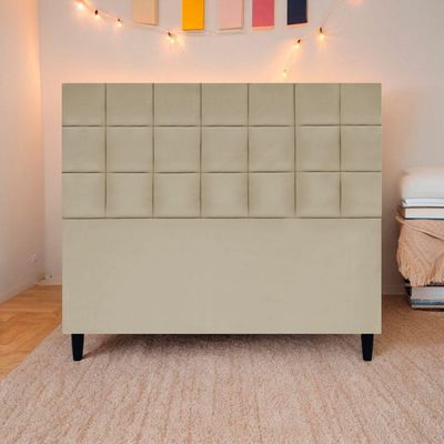 Cabeceira Decorativa Florem Para Cama De Casal 140 Cm Nude, Suede