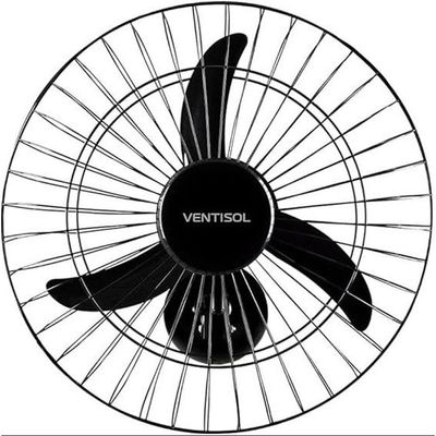 Ventilador De Parede Ventisol Oscilante 3 Pás Premium Preto 50cm Bivolt