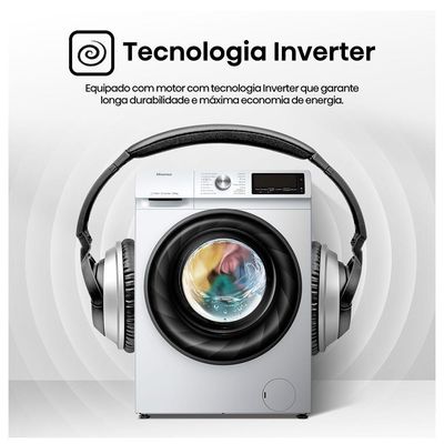 Lava E Seca 13kg Hisense Branca Com 13 Programas De Lavagem Steam Wi-fi WD3S13 Branco 110V
