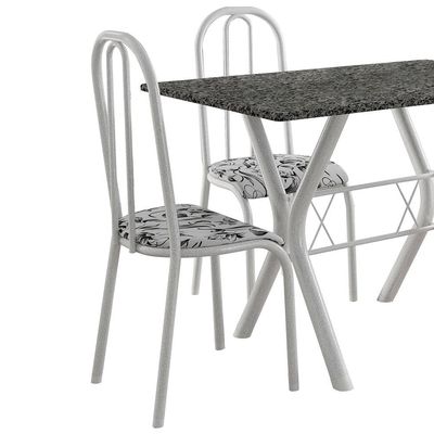 Conjunto de Mesa Miame 110 cm com 4 Cadeiras Madri Branco e Branco Floral